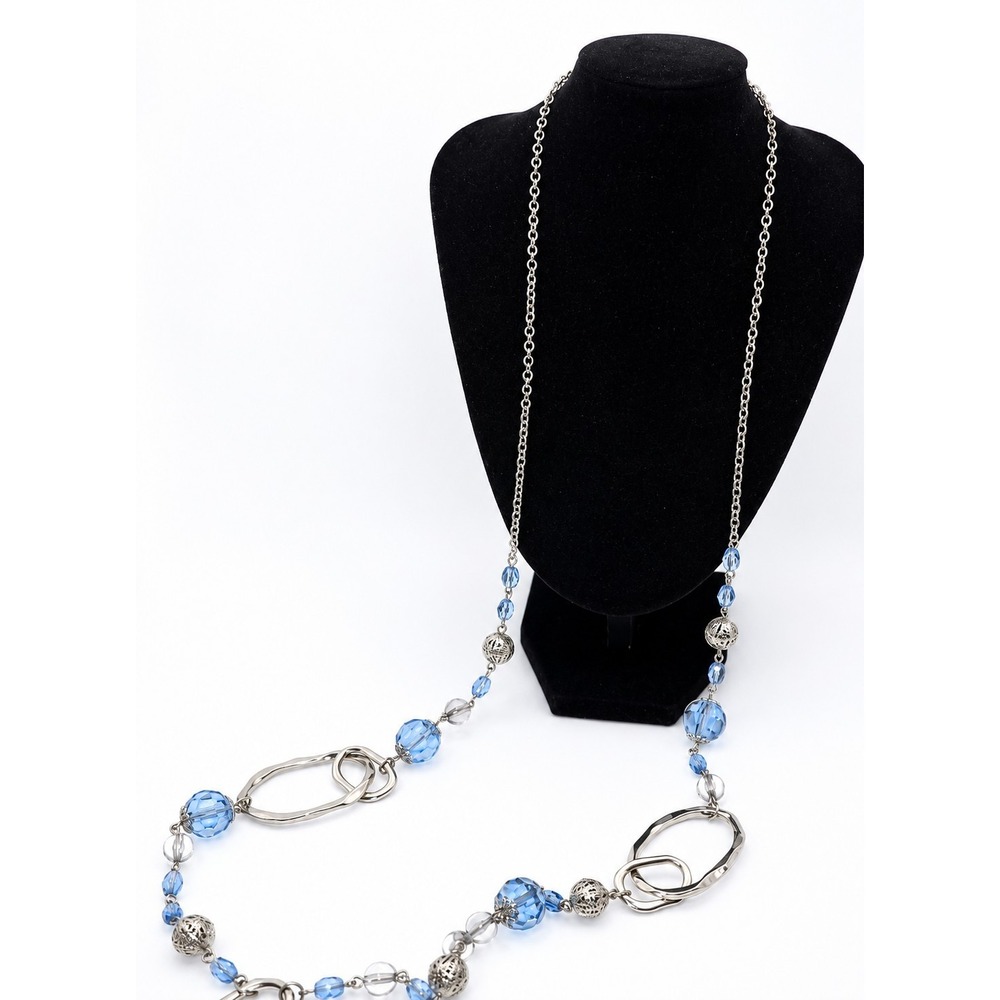 Lia Sophia "Airess" Necklace Blue Crystals‎ Silve Filigree -447